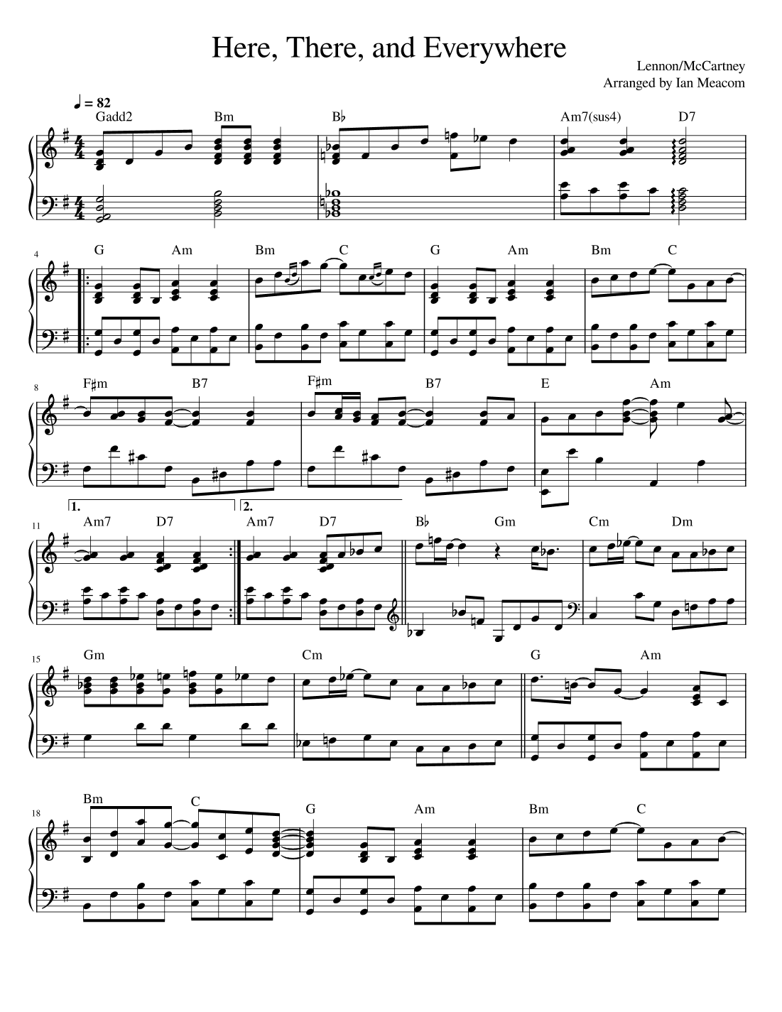 Here, There And Everywhere (arr. Ian Meacom)