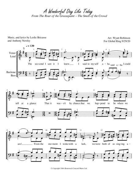 A Wonderful Day Like Today (arr. Wyatt Robinson)