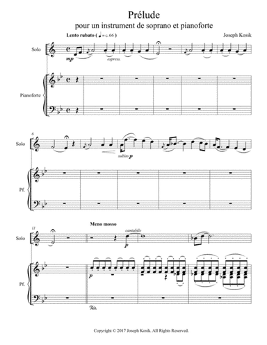 Prelude for a Soprano Instrument and Pianoforte