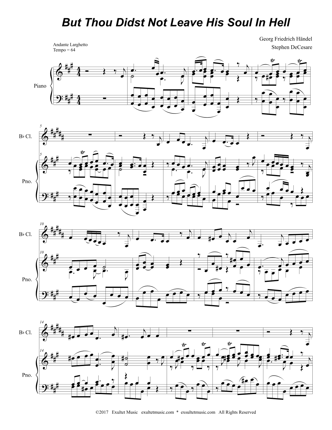 But Thou Didst Not Leave His Soul In Hell (Bb-Clarinet solo and Piano) (arr. Stephen DeCesare)