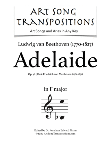BEETHOVEN: Adelaide, Op. 46 (transposed to F major) (arr. ArtSongTranspositions.com)