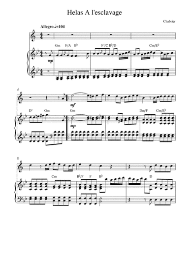 Helas! A l'esclavage (from Le roi malgré lui) (arr. Kaiserin Rebecca)