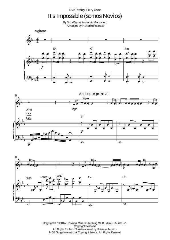 It's Impossible (somos Novios) (arr. Kaiserin Rebecca)