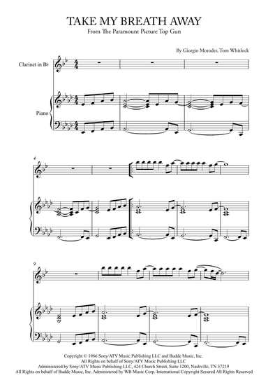 Take My Breath Away (love Theme) (arr. Karen Gueiros)