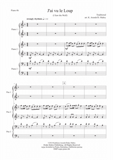 J'ai Vu Le Loup (keyboard 6 hands) (arr. Kathleen Arends & Drake Mabry)