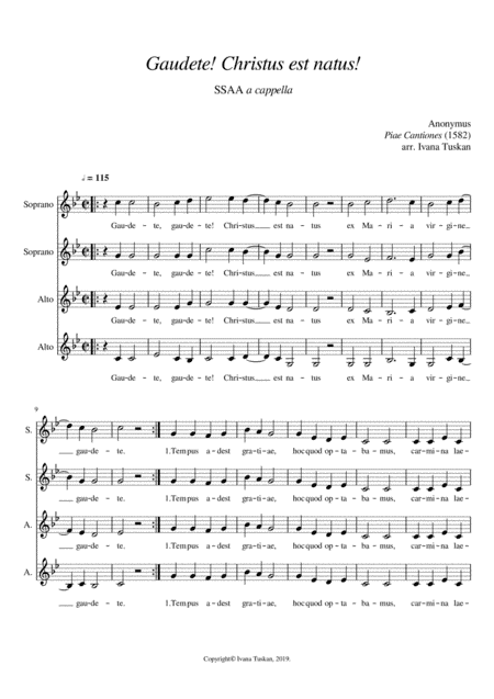 Gaudete! Christus est natus for SSAA a cappella (arr. Ivana Tuskan)