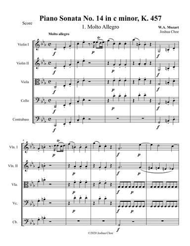 Piano Sonata No. 14, Movement 1 (arr. Joshua Choe)