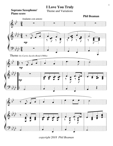 I Love You Truly-Soprano saxophone/piano
