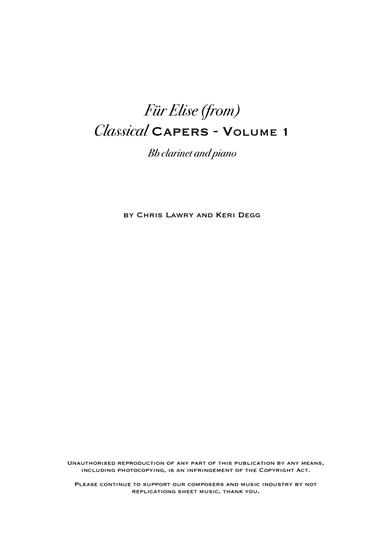 Für Elise (but not as you know it!) includes original clarinet solo - Bb clarinet & piano - Jazz