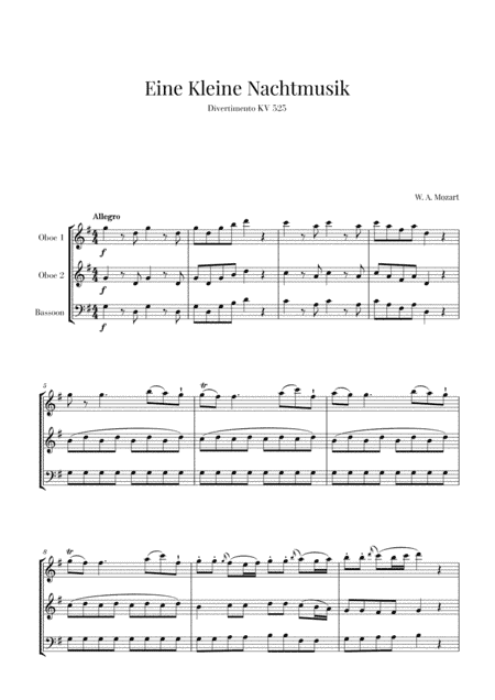 Eine Kleine Nachtmusik for 2 Oboes and Bassoon (arr. Cadenza Editions)