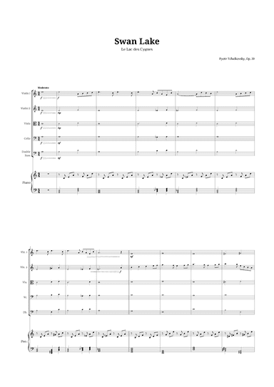Swan Lake by Tchaikovsky for String Quintet and Piano (arr. Langanho)