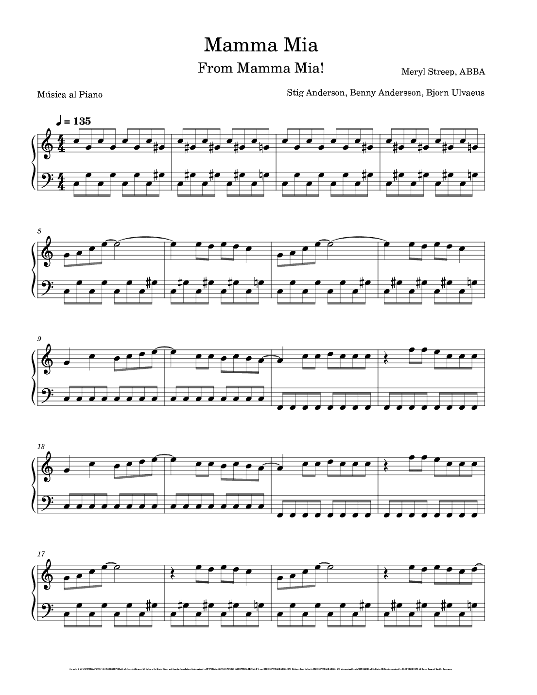 Mamma Mia (arr. Música al Piano)