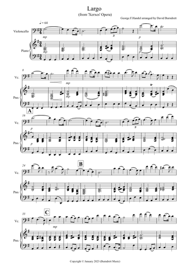 Largo (Handel) for Cello and Piano (arr. David Burndrett)