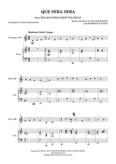 Que Sera, Sera (whatever Will Be, Will Be) (arr. Adrian Sobiechowski)