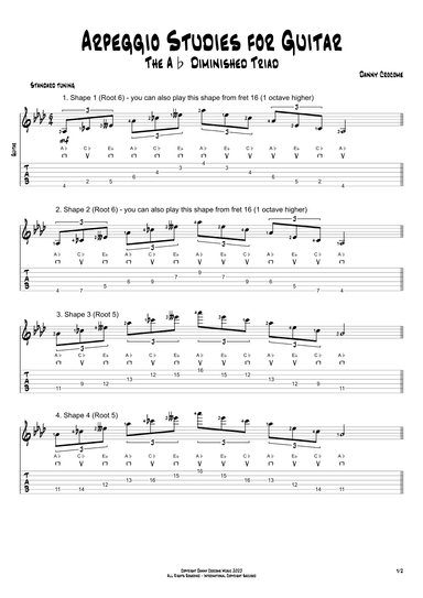 Arpeggio Studies for Guitar - The Ab Diminished Triad