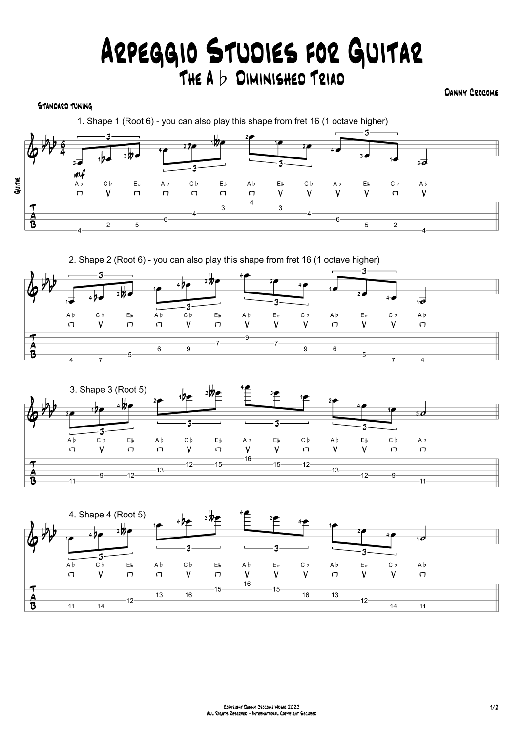 Arpeggio Studies for Guitar - The Ab Diminished Triad