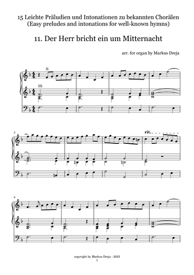 Easy Organ Preludes for Christmas - leichte Orgelpräludien | Der Herr bricht ein um Mitternacht (arr. Markus Dreja)