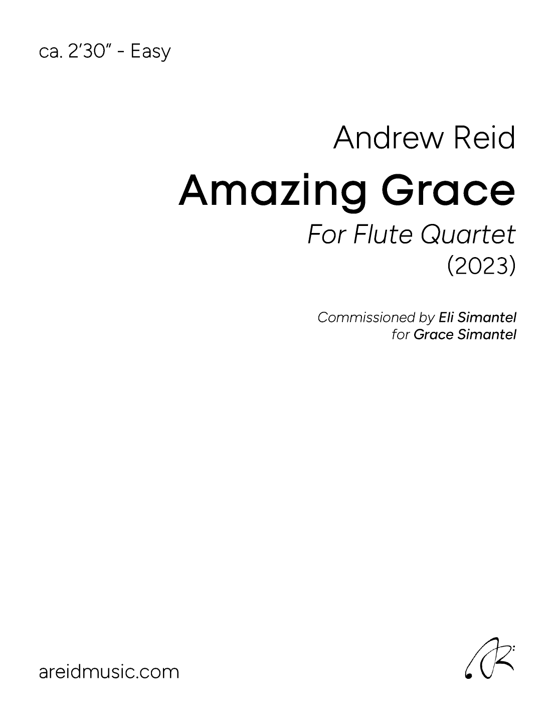 Amazing Grace (For Flute Quartet) (arr. Andrew Reid)