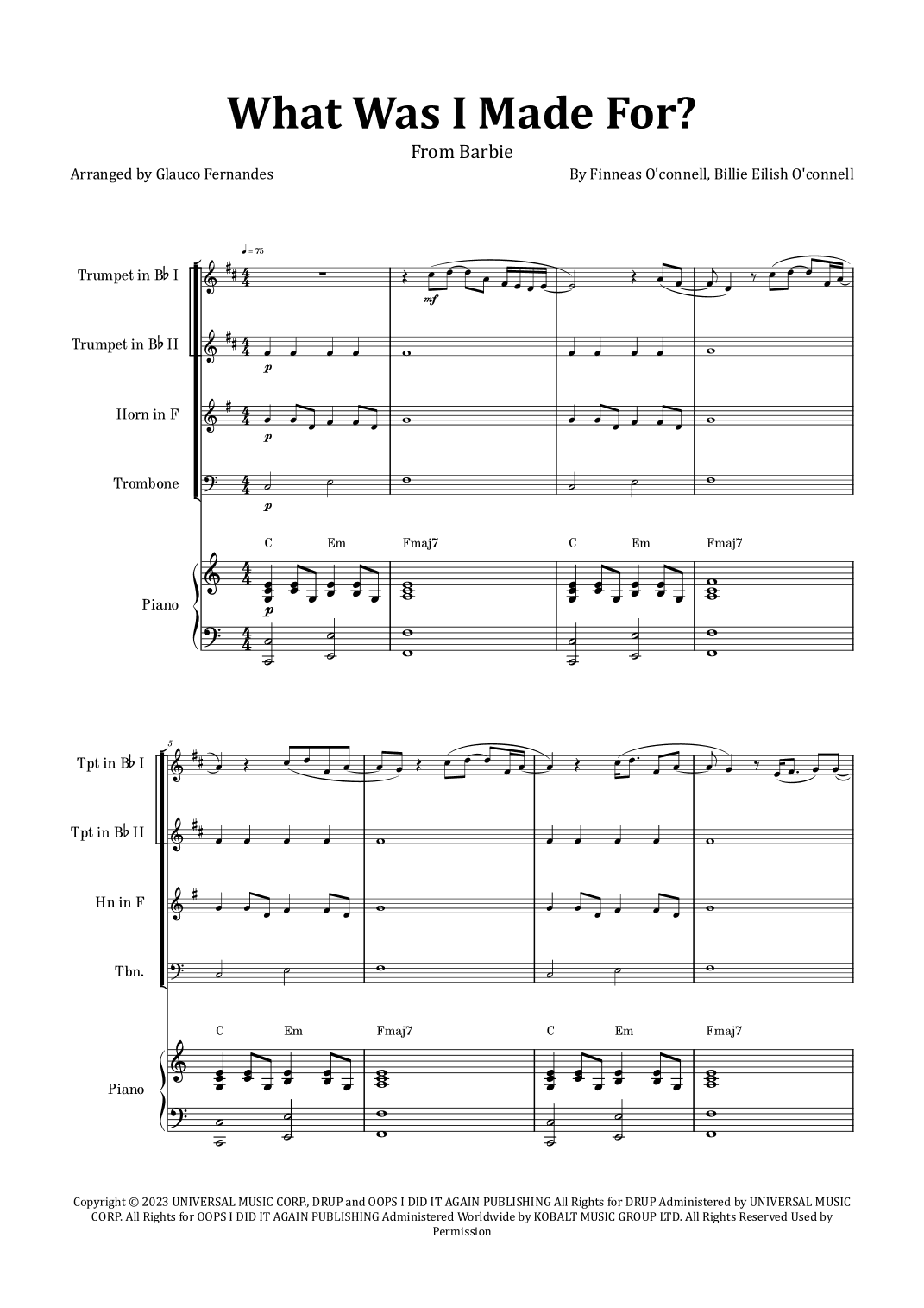 What Was I Made For? (arr. Glauco Fernandes)