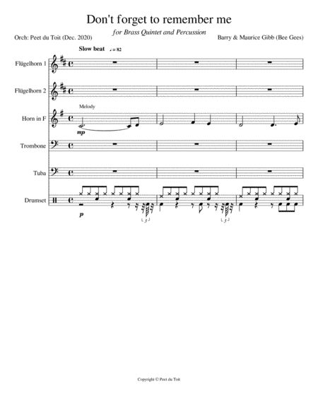 Don't Forget To Remember (arr. Peet du Toit)