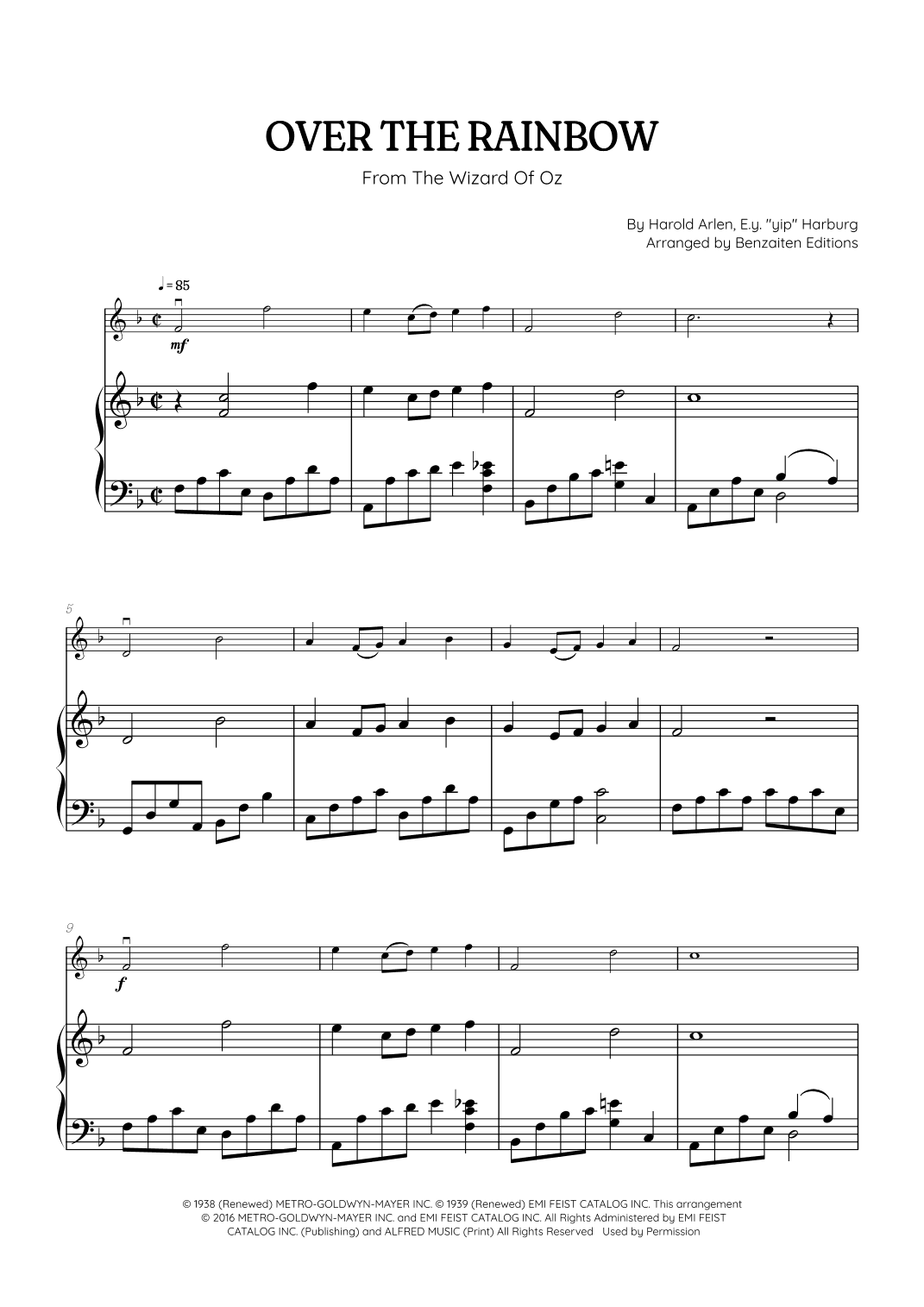 Over The Rainbow (arr. Benzaiten Editions)