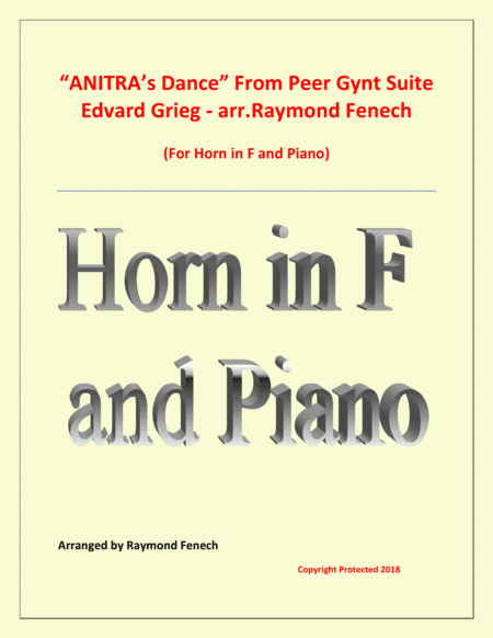 Anitra's Dance - From Peer Gynt -  Horn in F and Piano (arr. Raymond Fenech)
