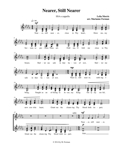 Nearer, Still Nearer (SSA) (arr. Marianne Forman)