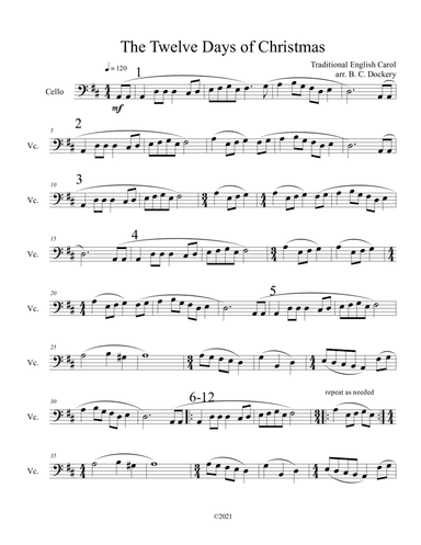 The Twelve Days of Christmas (Cello Solo) (arr. B. C. Dockery)