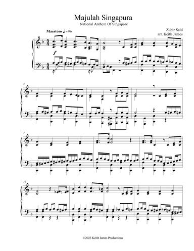 Majulah Singapura (National Anthem Of Singapore) (arr. Keith James)