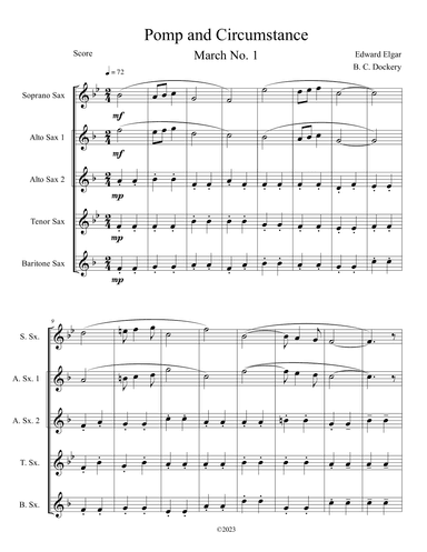 Pomp and Circumstance (Sax Quintet) (arr. B. C. Dockery)