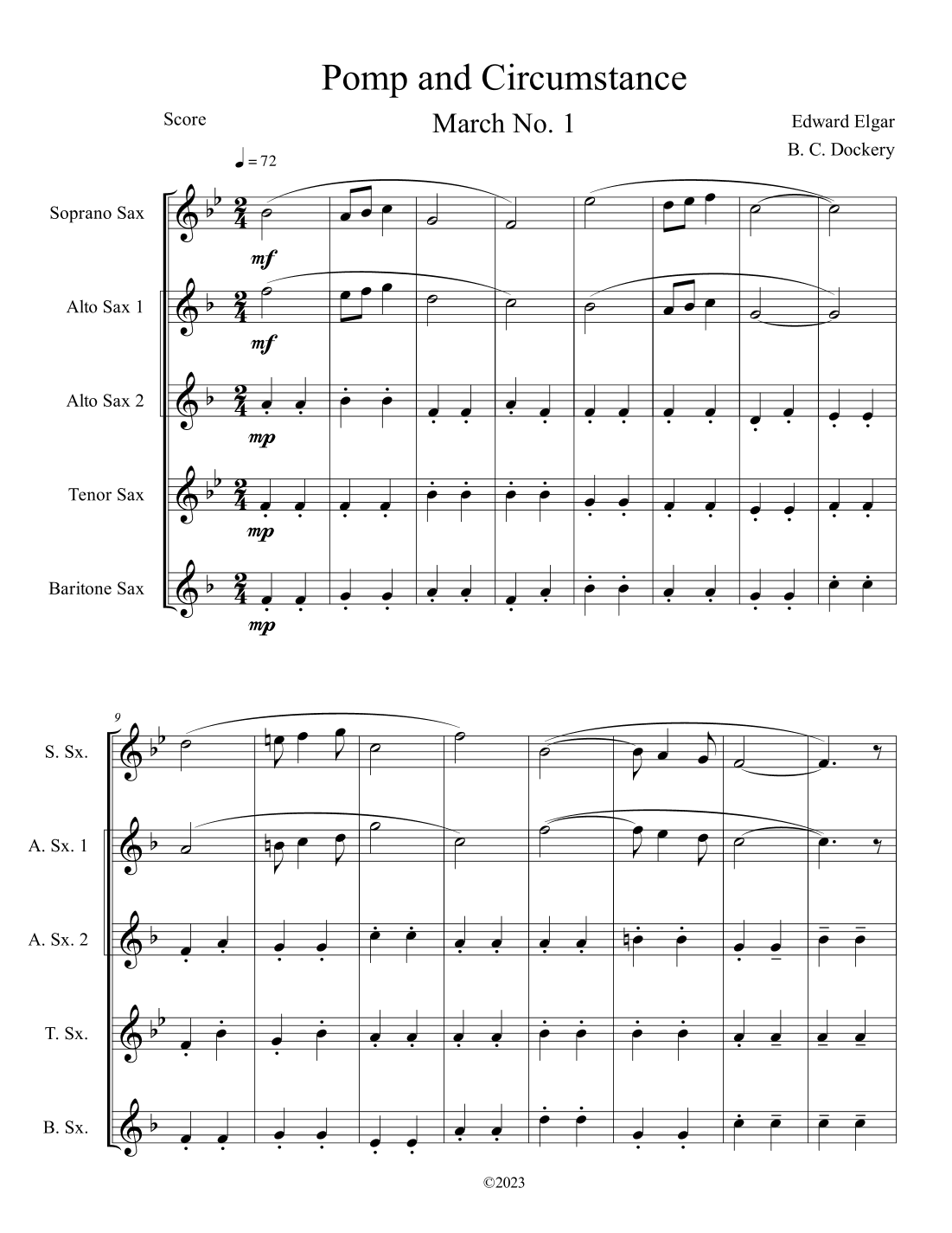 Pomp and Circumstance (Sax Quintet) (arr. B. C. Dockery)