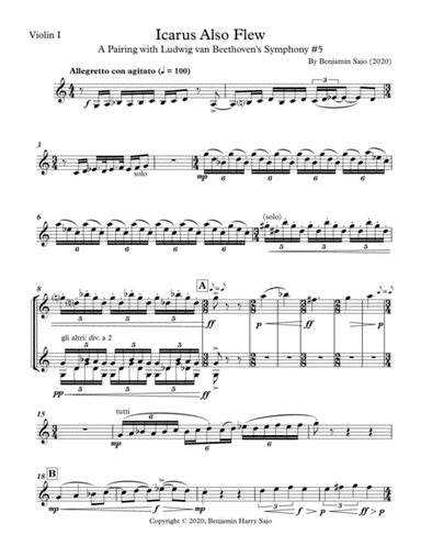 Icarus Also Flew: A Pairing with Beethoven's Symphony #5 - Violin I