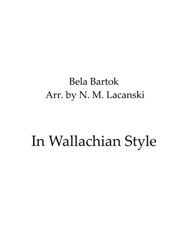 In Wallachian Style (arr. Nick Lacanski)