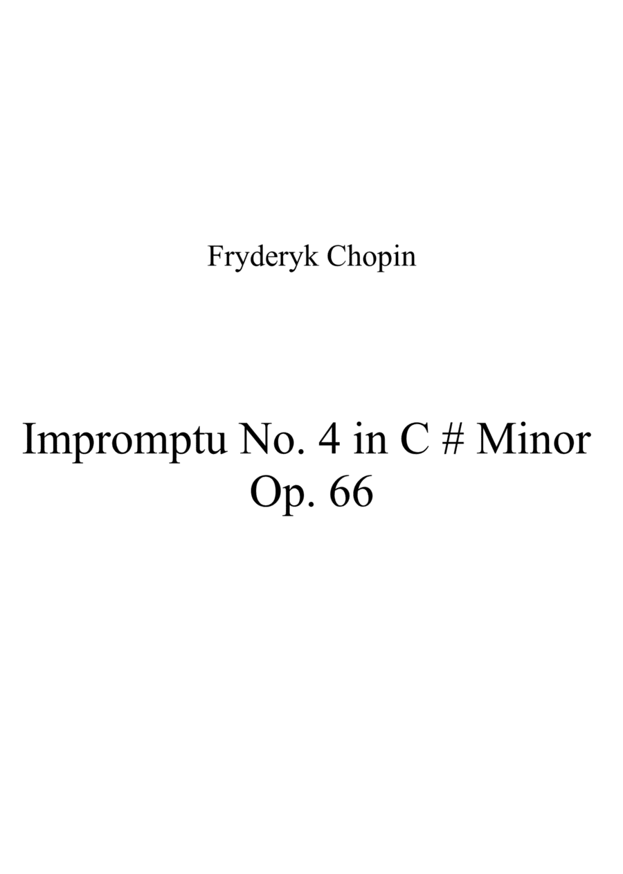 Impromptu No. 4 in C # Minor Op. 66 (arr. Patrizia Luraschi)