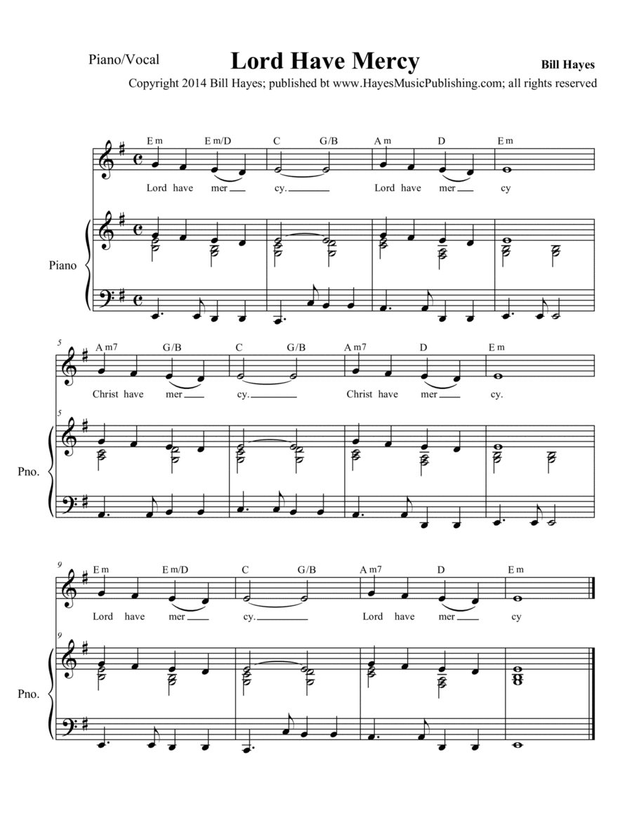 Lord Have Mercy (Mass of the Holy Spirit) (arr. William H Hayes)