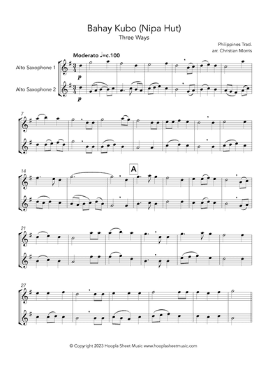 Bahay Kubo (Nipa Hut), Three Ways (arr. Christian Morris)