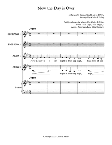 Now The Day Is Over (arr. Claire F. Miley)