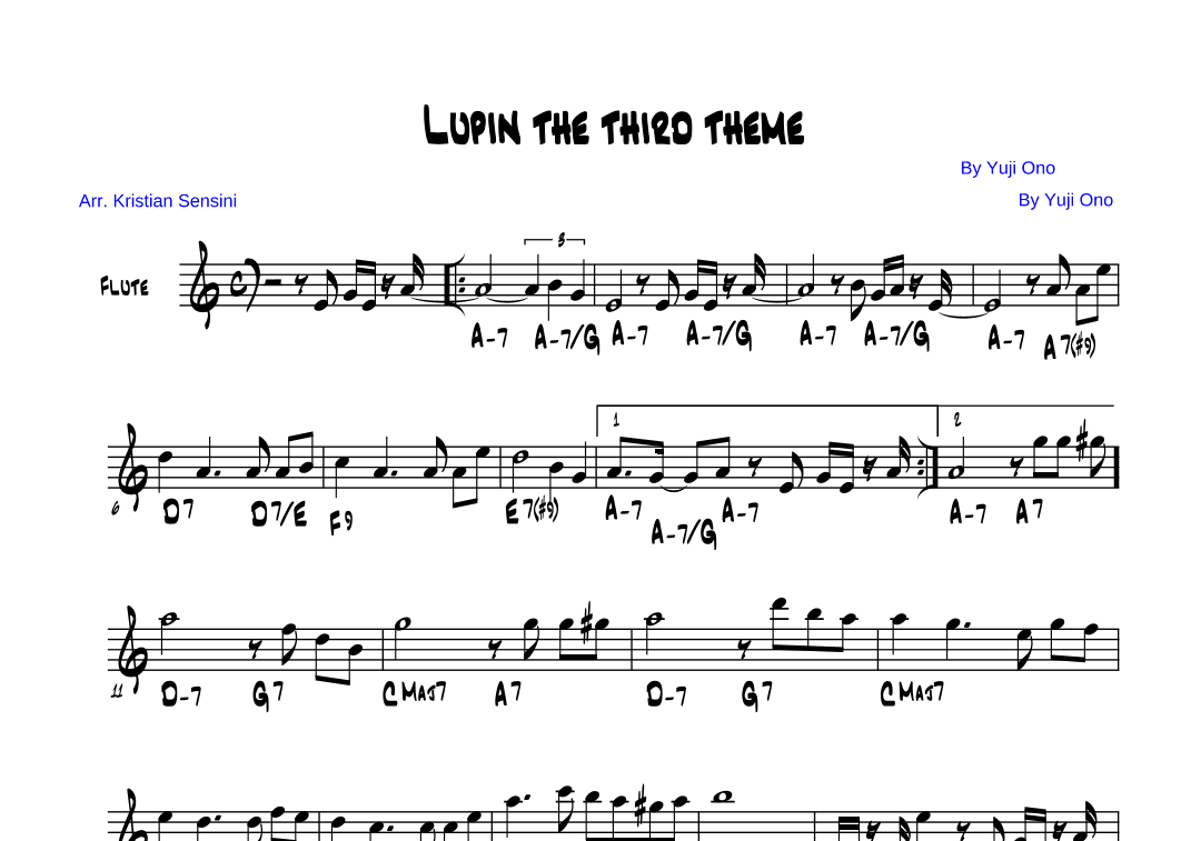 Theme From Lupin The Third '78 (arr. Kristian Sensini)