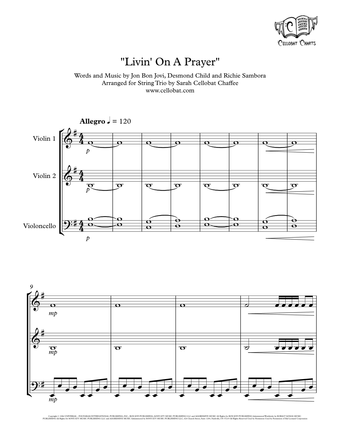 Livin' On A Prayer (arr. Sarah Cellobat Chaffee)