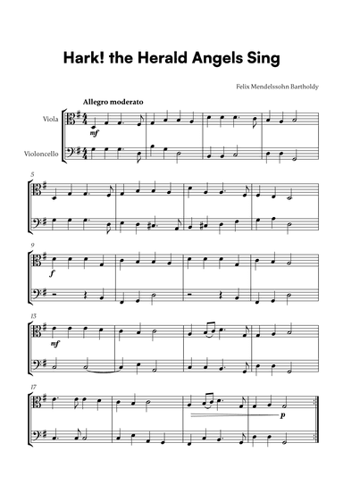 Felix Mendelssohn Bartholdy - Hark the Herald Angels Sing (for Viola and Cello) (arr. Cadenza Editions)