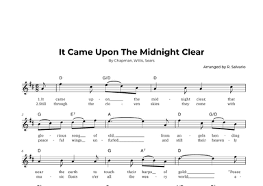 It Came Upon The Midnight Clear (Key of D Major) (arr. R. Salvario)