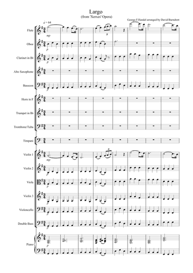 Largo (from 'Xerxes' Opera) for School Orchestra (arr. David Burndrett)