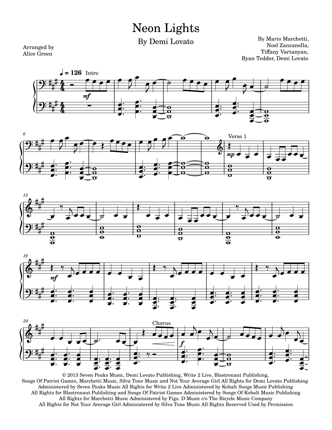 Neon Lights (arr. Alice Green)