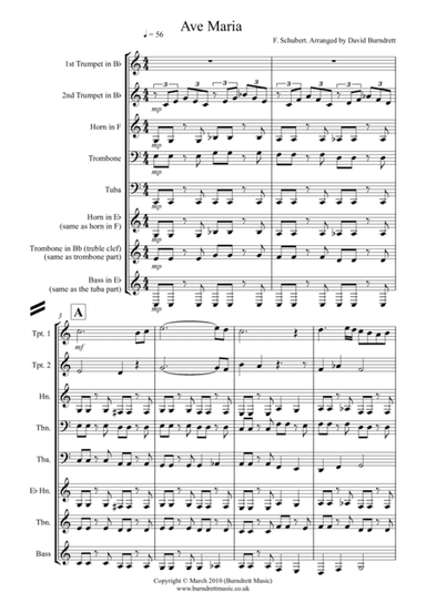 Ave Maria for Brass Quintet (arr. D.Burndrett)