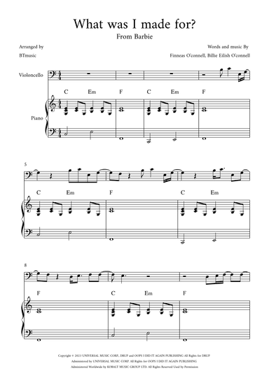 What Was I Made For? (arr. BTmusic)
