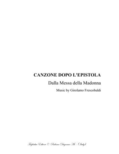 CANZONE DOPO L'EPISTOLA - G. Frescobaldi - For Organ (arr. Renato Tagliabue - Marcello Meneguzzo)