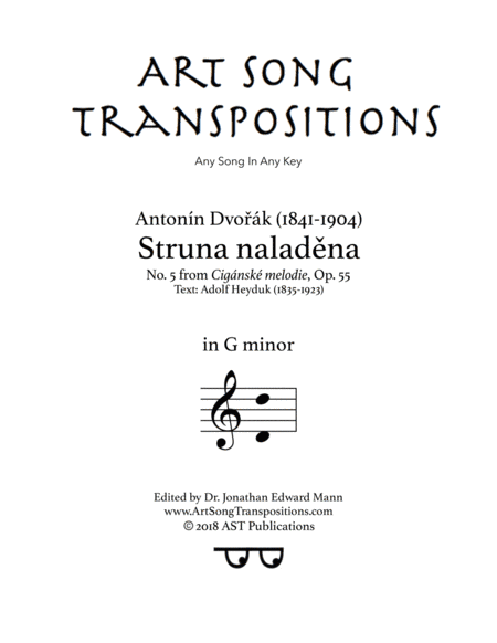 DVORÁK: Struna naladena, Op. 55 no. 5 (transposed to G minor) (arr. ArtSongTranspositions.com)