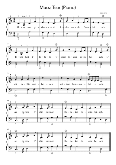 Ma'oz Tzur (Traditional Hanukkah Song) - Late Beginner Piano Sheet Music (arr. Dennis Cheng)