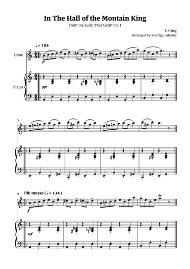 In the Hall of the Mountain King (for oboe solo w/ piano accompaniment) (arr. Rodrigo Faleiros)