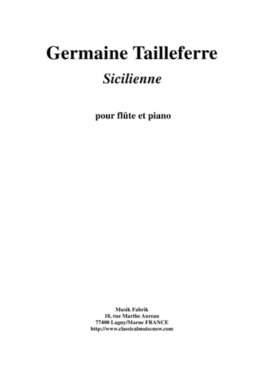 Germaine Tailleferre: Sicilienne for flute and piano